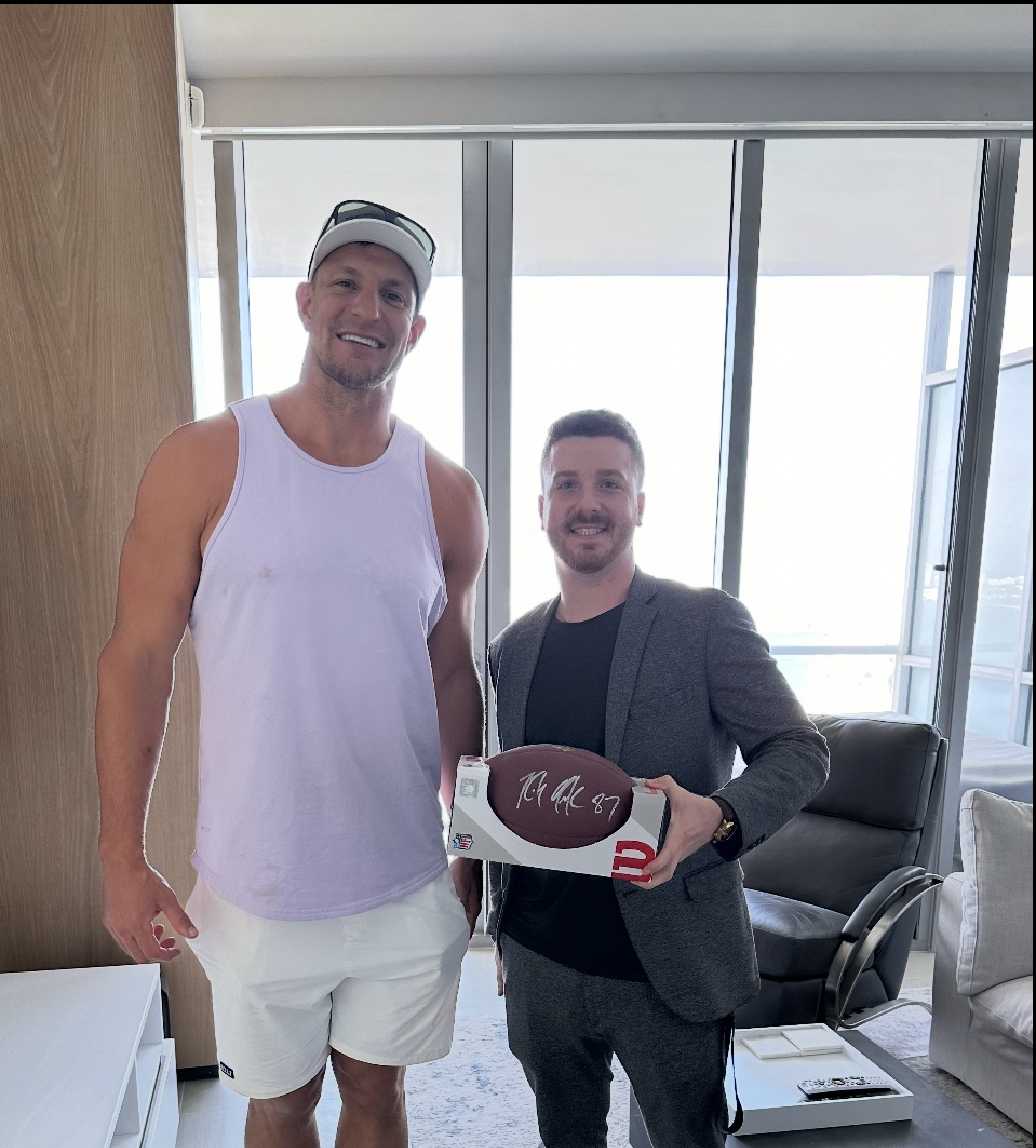 Matthew Schulster with Rob Gronkowski
